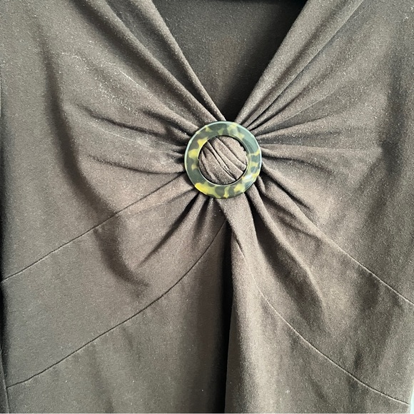 Jones New York Y2K Brown Ring Detail V Neck Ruched Petite Large Top - Picture 3 of 8